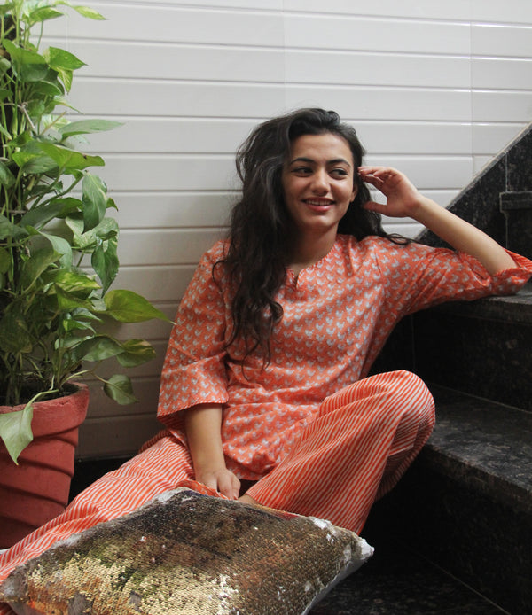 Tangerine Bird Pj Set- With Mask