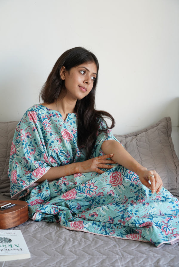 Turquoise Rose Kaftan